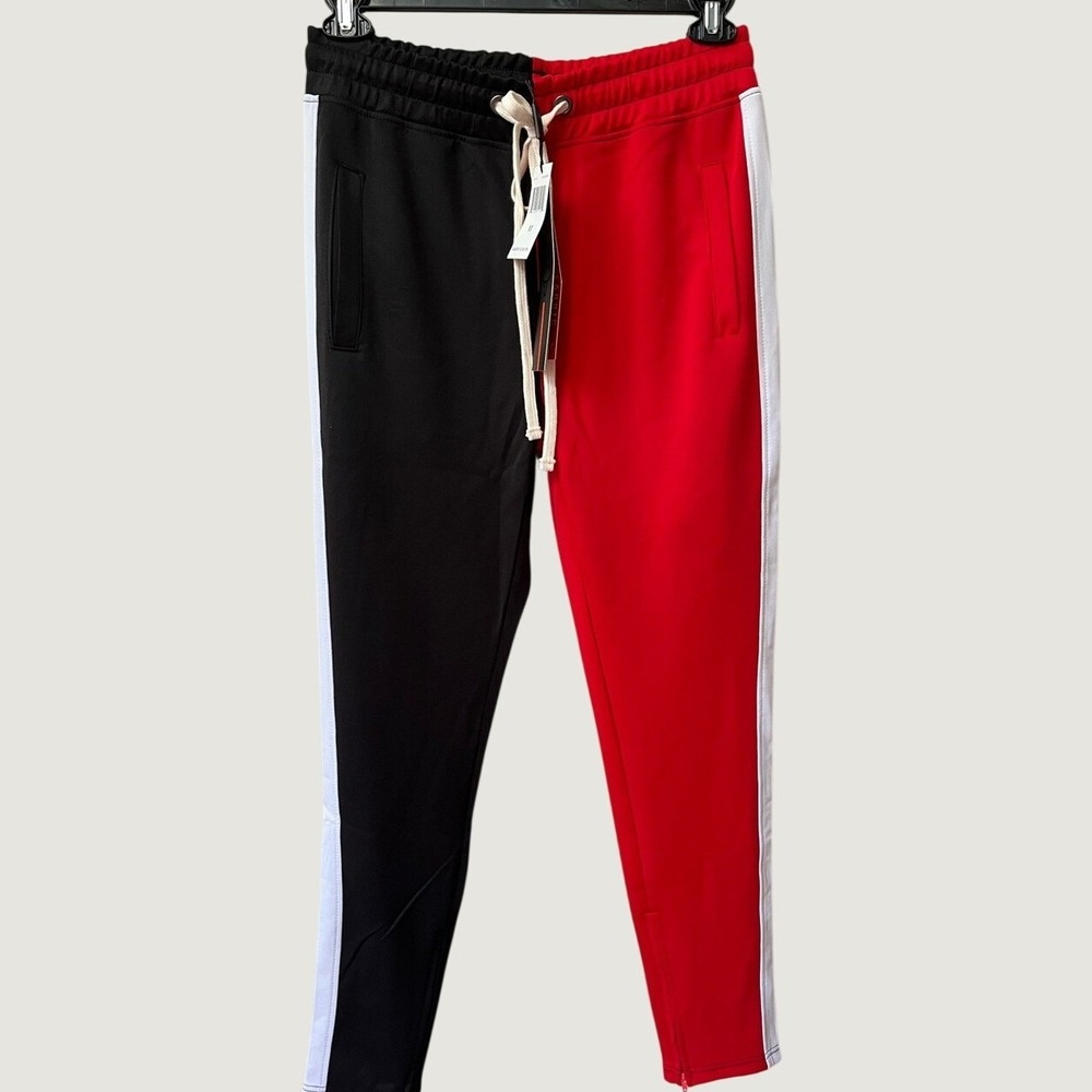 Screenshot Track Pants Mens Medium NWT Red Black Colorblock Side Stripe Retro